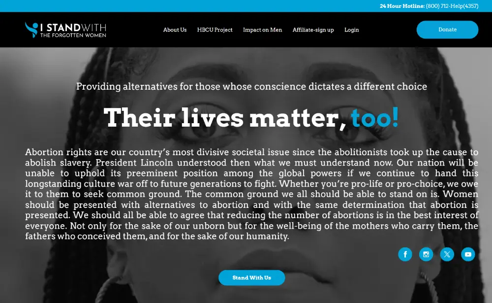 I Stand With Women Project First Fold Of Home Page